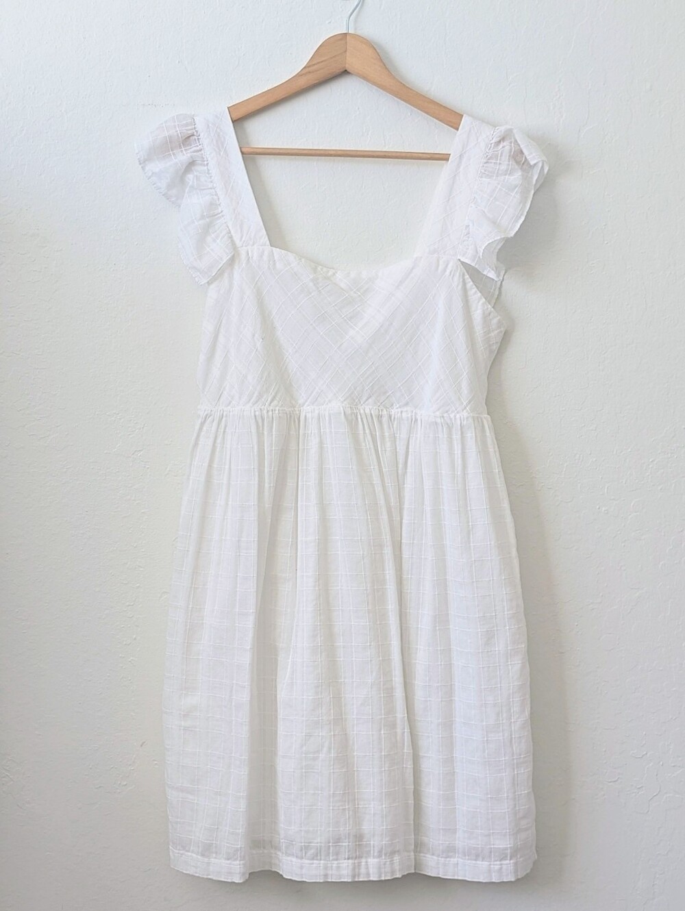 Vineyard Vines White Cotton Ruffle-Sleeve Mini Babydoll Dress Size Small